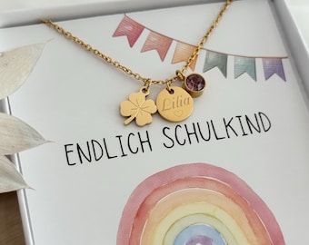 School necklace | Cloverleaf gift for school enrollment | Encouragement gift | Personalized schoolchild 2025 necklace | Cloverleaf school start | Idea for school cone