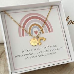 Halskette Regenbogen Anhänger Konfirmation Taufkette Edelstahl Silber Gold Rosé Mutmacher Glücksbringer Geschenk Schulanfang Bild 1