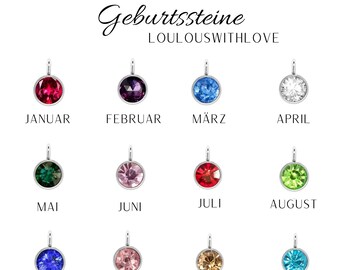 Birthstone made of stainless steel, gold, rose, silver, zirconia stones, birthstones with setting, single birthstones, birthstone pendant