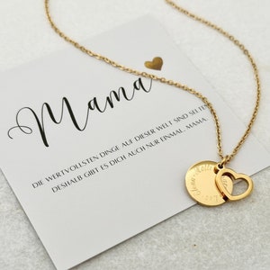 personalized heart necklace with photo card and desired text Heart necklace with engraved plate Heart pendant Mother's Day gift image 1