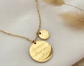 gepersonaliseerde ketting | 20 mm graveerplaat | Roestvrij staal| Zilver, 18K goud | Cadeau | Voor- en achterkant gratis graveren