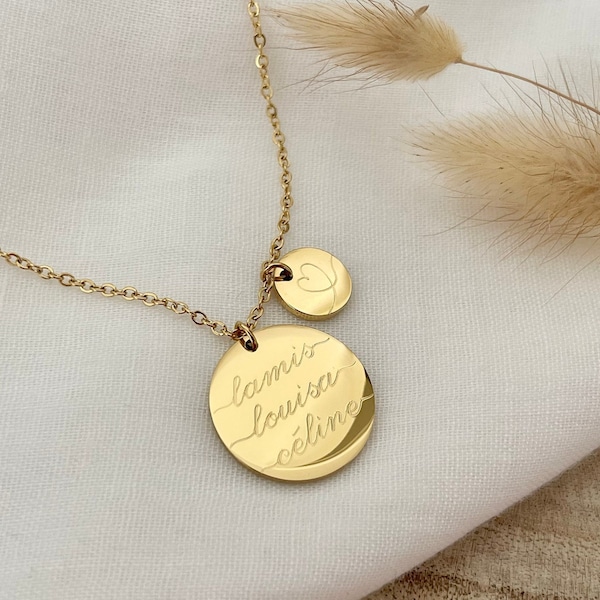 personalized necklace | 20 mm engraving plate | Stainless steel| Silver, 18K Gold | Gift | Engraving front & back free of charge