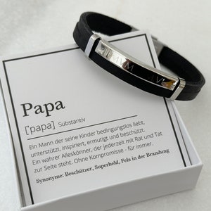 gegraveerde herenarmband van roestvrij staal, gepersonaliseerde leren armband voor heren, cadeau voor papa, peetvader, vaderdag