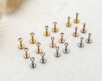 3 paires (2 mm,2,5 mm + 3 mm) Mini Piercing| | en acier inoxydable pierres de zircone étincelantes | Or, Or Rose, Argent | Helix, Tragus