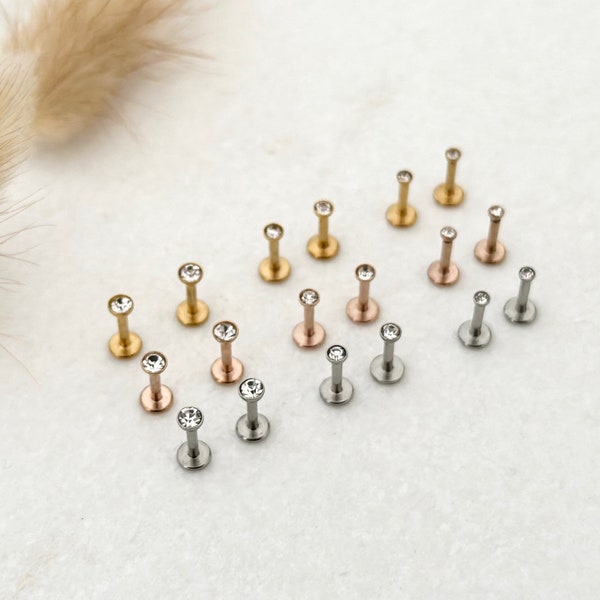 3 Paare (2mm,2,5mm + 3mm) Mini Piercing| Edelstahl | funkelnde Zirkonia Steinchen  | Gold, Roségold, Silber | Helix, Tragus