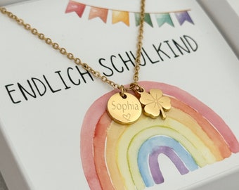 School chain | Gift for starting school | Encouragement | Schoolchild 2024 chain personalized | Cloverleaf for the start of school | Idea for school cone