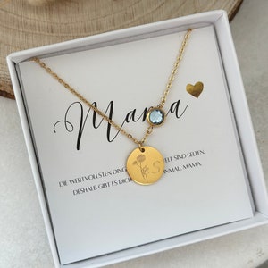 Personalized Necklace + Birthstone | Birthflower | Birth Flower Necklace | Zodiac Sign | Stainless Steel | Rose, Gold, Silver, | Gift
