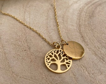 Gepersonaliseerde ketting | Levensboom | Stamboom | Naamketting| Levensboom | Geboorte bloemenketting | Roestvrij staal | 18K goud, zilver