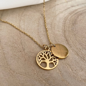 Gepersonaliseerde ketting | Levensboom | Stamboom | Naamketting| Levensboom | Geboorte bloemenketting | Roestvrij staal | 18K goud, zilver