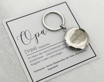 Personalisierter Schlüsselanhänger | Amulett Anhänger | Medaillon Anhänger für Schlüssel | Geschenk Weihnachten | Edelstahl | Key Chain