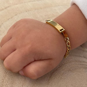 Bracelet pour bébé et enfant, bracelet prénom pour enfant, bracelet bébé et enfant en acier inoxydable en or et argent, cadeau pour baptême, naissance image 1