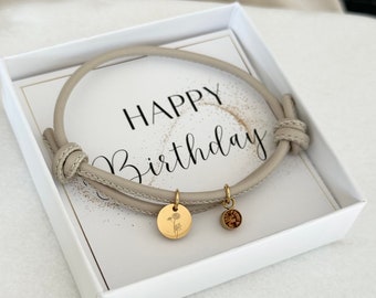 Personalized leather knot bracelet, leather bracelet in various colors, personalized bracelet, Christmas gift + GIFT CARD