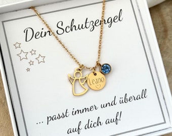 Ketting beschermengel geboortesteen | Engelenketting| Doopketting |roestvrij staal| Zilver, goud, roos | Aanmoediger| Geluksbrenger | Terug naar school cadeau