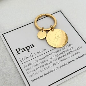 Porte-clés personnalisé | Plaque de gravure 23 cm + 10 mm | Pendentif pour clés | cadeau pour papa, parrain | Acier inoxydable | Porte-clés