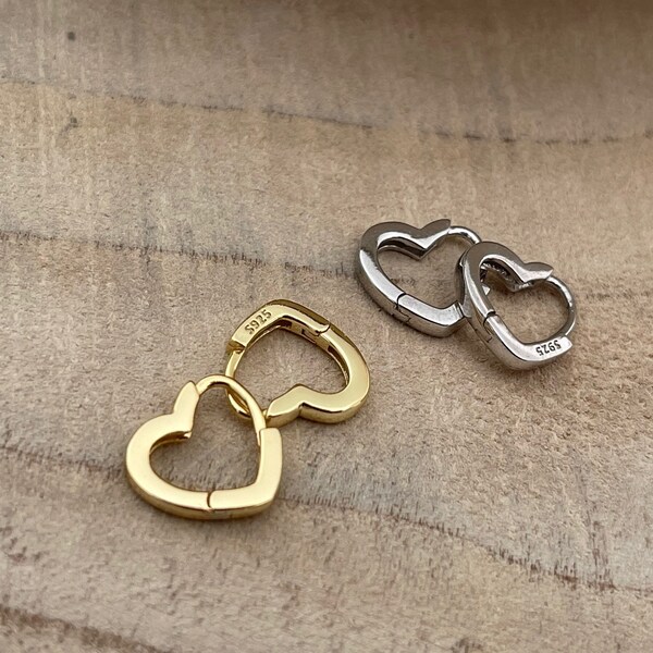 925 Sterling Silver, Minimalist Heart Earrings, Filigree, Stainless Steel, Heart Shape, Silver, 18K Gold, Gift, Mini Heart Stud Earrings