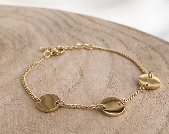 Beautiful bracelet with engraving plates. Fine link bracelet, 2 or 3 plates, stainless steel, name bracelet, stainless steel, 18K gold, silver