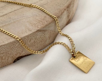 Collar de hombre personalizado | Unisexo | colgante rectangular | Cadena de hombre | regalo para hombres y mujeres | acero inoxidable | Plata, Oro, Rosa