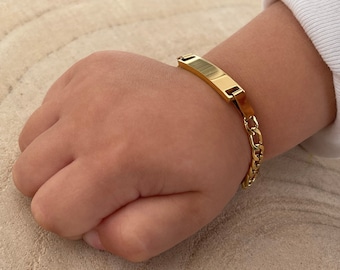 Bracciale per neonati e bambini, bracciale con nome per bambini, bracciale per neonati e bambini in acciaio inossidabile in oro e argento, regalo per battesimo, nascita