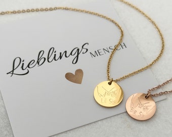 Personalized necklace | 15 mm platelets | Stainless Steel | Silver, 18K Gold | Engraving front & back, Easter gift