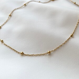 Filigree ball chain made of stainless steel, mini beads, silver or 18K gold, gift, minimalist image 1