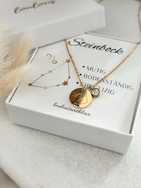 Collana con iniziale del nome e pietra portafortuna, gioielli in argento, collane per donna, regali di Natale, collana in argento, regali di compleanno per lei - Italia