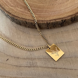 Gepersonaliseerde herenketting Uniseks rechthoekige hanger heren ketting cadeau voor mannen en vrouwen roestvrij staal Zilver, goud, roos afbeelding 2