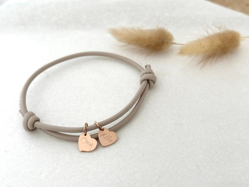 Personalized leather knot bracelet, leather bracelet gift for best friend, maid of honor, sister, mom image 1