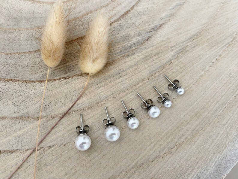 3er Set Perlenohrstecker in Silber, Perlenohrringe, Ohrstecker mit Perle, Ohrstecker aus Edelstahl, Ohrringe Silber mit Perle, Geschenk Bild 2