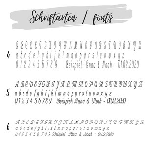 K&ouml;nnte beinhalten: Das Bild zeigt drei verschiedene Schriftarten, jeweils mit Gro&szlig;- und Kleinbuchstaben sowie Zahlen. Der Text "Schriftarten / fonts" steht oben. Jede Schriftart ist nummeriert und enth&auml;lt einen Beispielsatz.