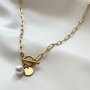 Filigree link chain in stainless steel with pearl or personalized plate in gold or silver, link chain, choker, gift