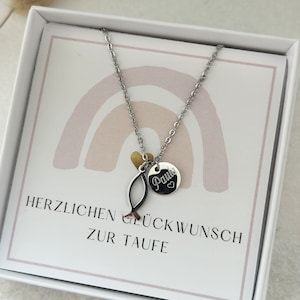 Halskette Ichthys Taufkette Fisch Konfirmation Edelstahl Silber, 18KGold, Rosé Mutmacher Geschenk Schulanfang, Taufe, Geburtstag Bild 3