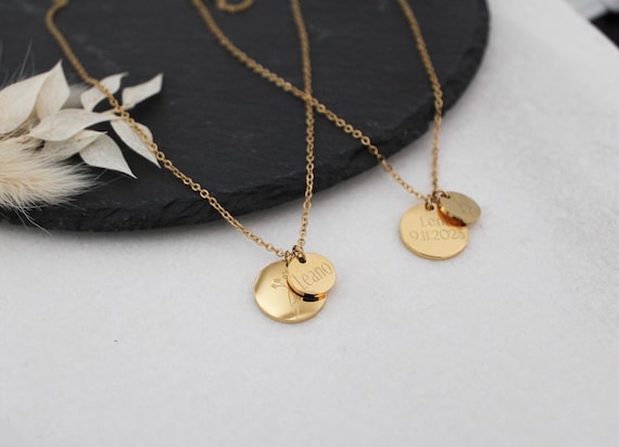 Personalisierte Kette | Kette mit Gravur | Geburtsblumenkette | Familienkette |  Edelstahl Gold, Rosé, Silber | Namenskette