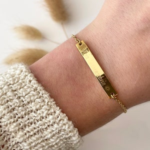 Personalisiertes Armband mit Gravurplättchen, Namensarmband, Armband mit Gravur, Edelstahl, 18K Gold, Silber, Roségold Bild 1