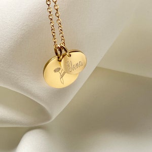 Geburtsblumenkette Halskette aus Edelstahl Geburtsblume personalisierte Halskette Geburt 18 K Gold, Silber, Geburtstagsgeschenk, Bild 3