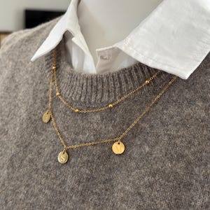 Collar familiar, collar con nombre con placas personalizadas, collar de varias hileras, acero inoxidable en oro de 18K, plata o rosa, collar de letras