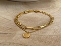 Two-row bracelet in a set link bracelet link chain with engraving plate, name bracelet, bracelet with engraving, stainless steel, 18K gold, silver product logo
