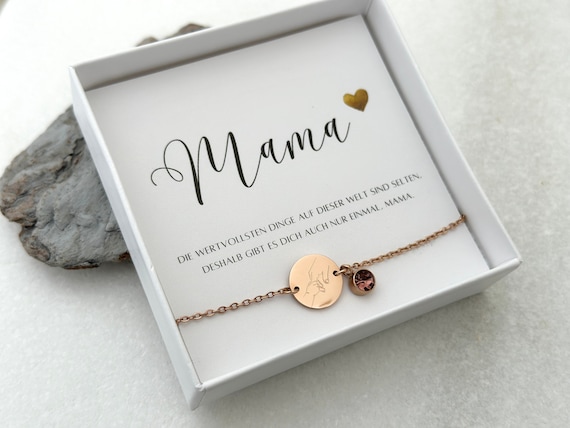 Round Engraved Plate Birthstone Bracelet Adjustable Personalized