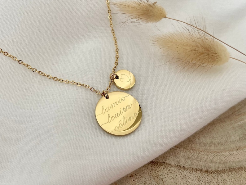 personalized necklace | 20 mm engraving plates | Stainless steel| Silver, 18K Gold | Gift | Engraving front & back free of charge 