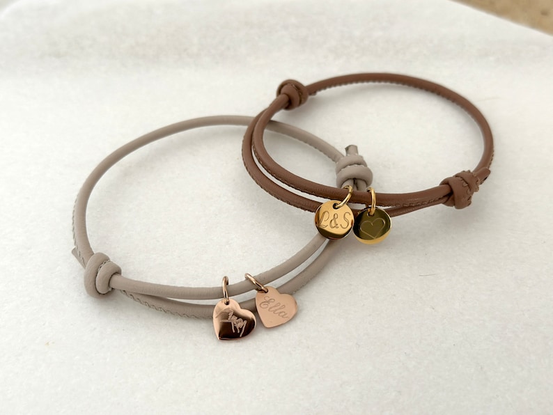 Personalized leather knot bracelet, leather bracelet gift for best friend, maid of honor, sister, mom image 2