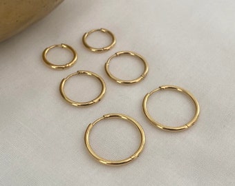 Ohrringe 3er Set filigrane Creolen  mit KLICK-Verschluss aus Edelstahl, Silber, Gold, Hoop Earrings, runde Creolen, Weihnachtsgeschenk