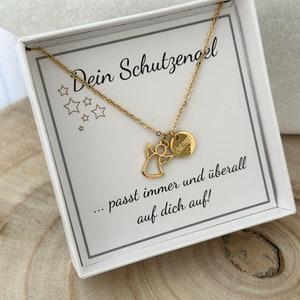 Halskette Schutzengel Anhänger kleiner Engel Taufkette Edelstahl Silber, 18K Gold, Rosé Mutmacher GlücksbringerGeschenk Schulanfang Bild 4