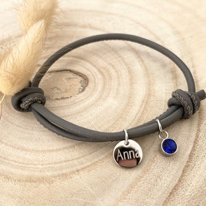 Personalisiertes Knotenarmband aus Leder mit Geburtsstein, Lederarmband Geschenk für die beste Freundin, Trauzeugin, Schwester, Mama Bild 3