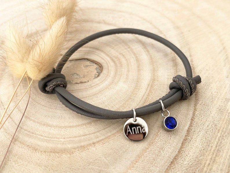 Personalisiertes Knotenarmband aus Leder mit Geburtsstein, Lederarmband Geschenk für die beste Freundin, Trauzeugin, Schwester, Mama Bild 3