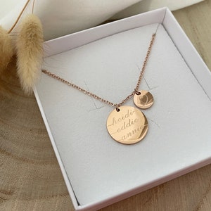 personalized necklace 20 mm engraving plate Stainless steel Silver, 18K Gold Gift Engraving front & back free of charge image 2