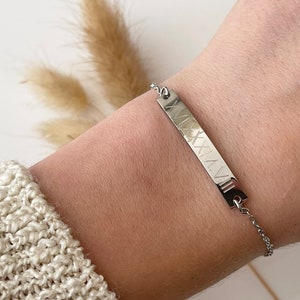 Personalisiertes Armband mit Gravurplättchen, Namensarmband, Armband mit Gravur, Edelstahl, 18K Gold, Silber, Roségold Bild 2