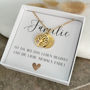 Family necklace with tree of life gift card, necklace with tree of life made of stainless steel, silver, gold, rose, gift, Mother's Day gift image 1