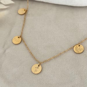 Collar familiar, collar con nombre con placas personalizadas, collar de placas, acero inoxidable en oro de 18K, plata o rosa, cadena de letras