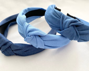 Bequemer Haarreif mit Knoten Jeansoptik in verschiedenen Farben, Haarreif mit Knoten Jeansstoff, Haarband, Haaraccessoires als Geschenk