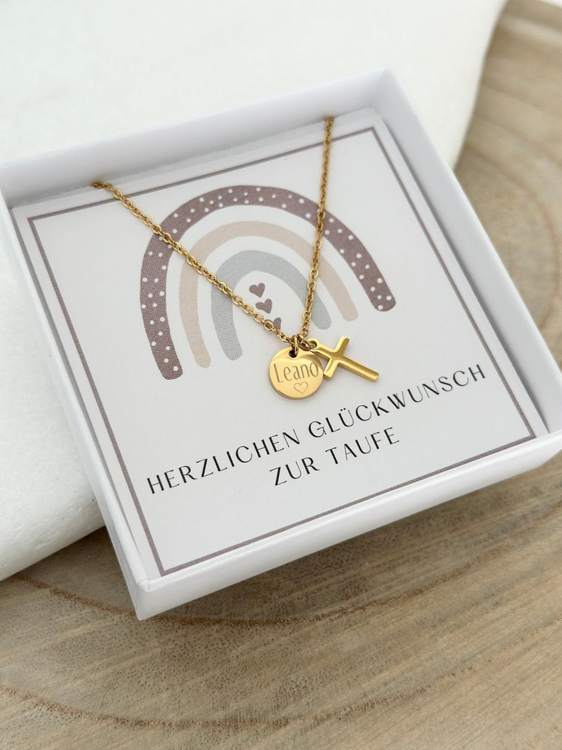 Collana pendente croce Conferma Catena del battesimo Acciaio inossidabile Argento, oro 18 carati, rosé incoraggiamento portafortuna Regalo di ritorno a scuola immagine 1