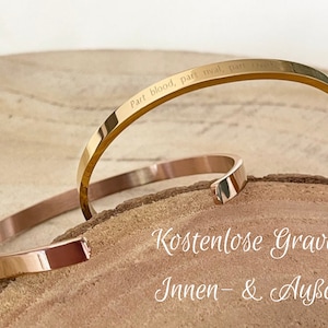 Personalized bangle | Stainless steel | 18K gold, rose gold & silver | Stainless steel | Engraved front and back | Gift